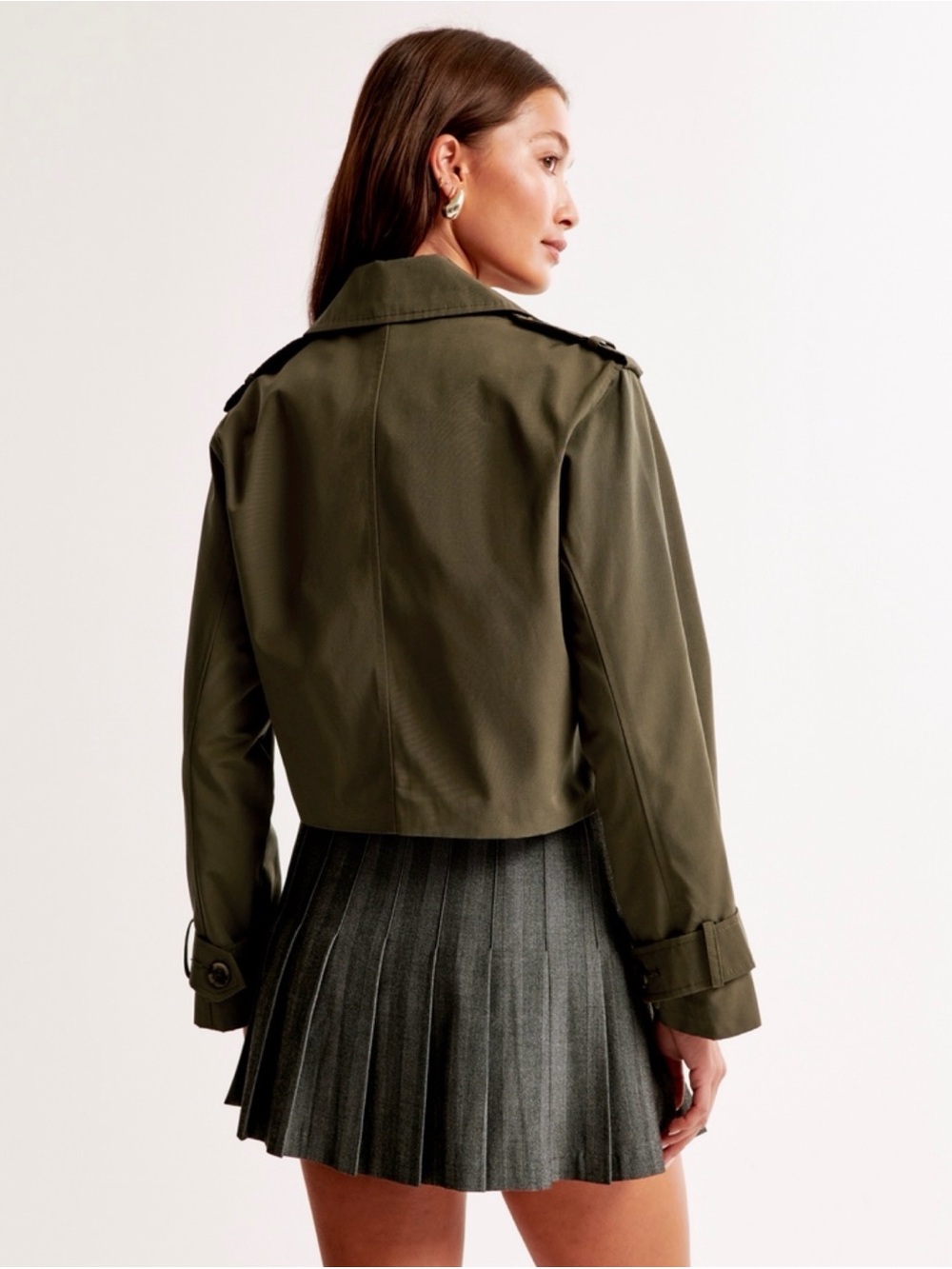 NWT Abercrombie Cropped Trench Coat - Picture 5 of 7